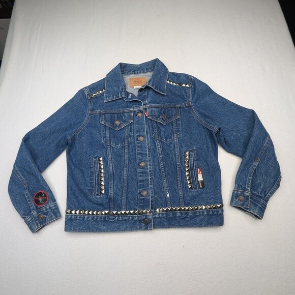 Levi's Jackets & Blazers - RARE Vintage Levi's Button Up Denim Jacket Metallic Pyramid-Shaped Sz L